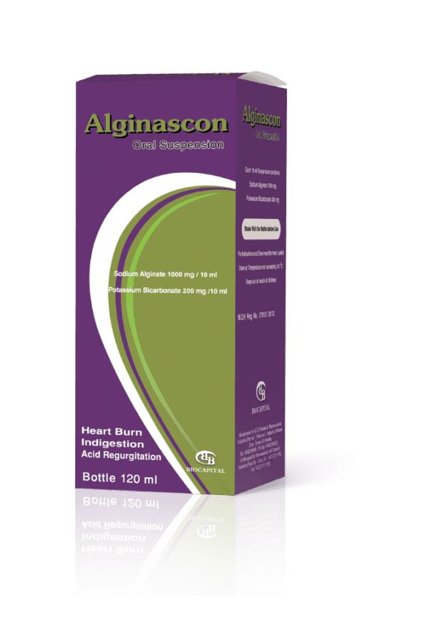 Alginascon Sodium alginate, K-bicarbonate Oral Suspension
